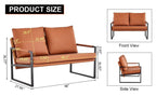 Modern Two-Seater Sofa Chair With 2 Pillows, PU Leather, Brown - SF-D008