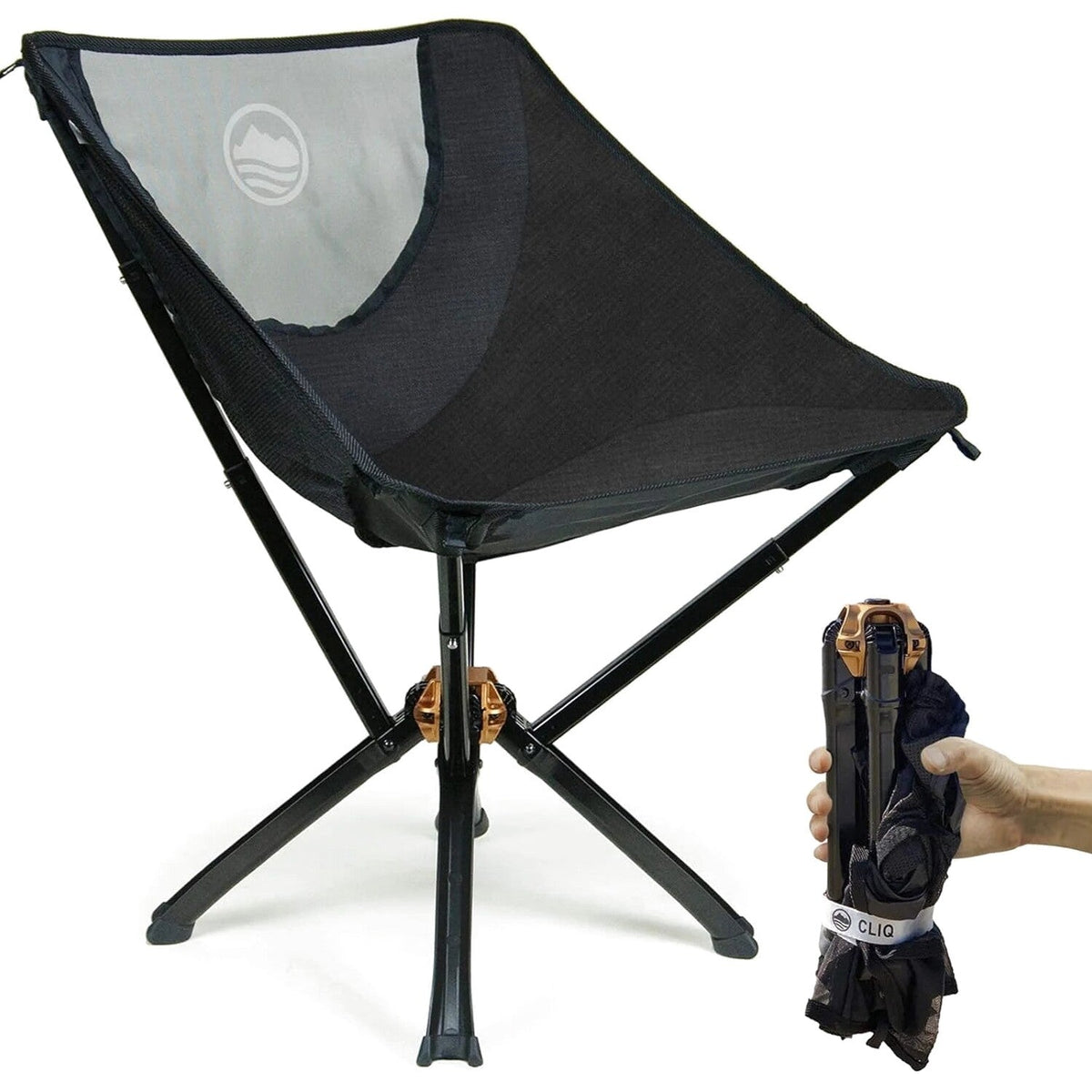 CLIQ Portable Folding Camping Chair, Black, 1 Pack, 300 Lbs - CC01