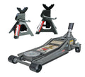 Pittsburg 3 Ton Low Profile Floor Jack And Jack Stands Set - Rapid Pump Quick Lift