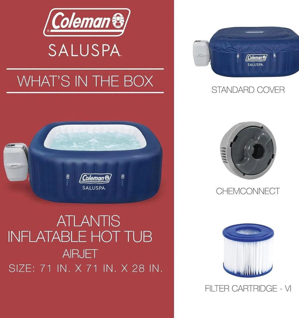 Coleman 4 To 6 Person Square Inflatable Hot Tub With 114 AirJets, Gray - 15442