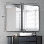 Framed Wall Vanity Mirror With Rounded Corners, 1 Piece