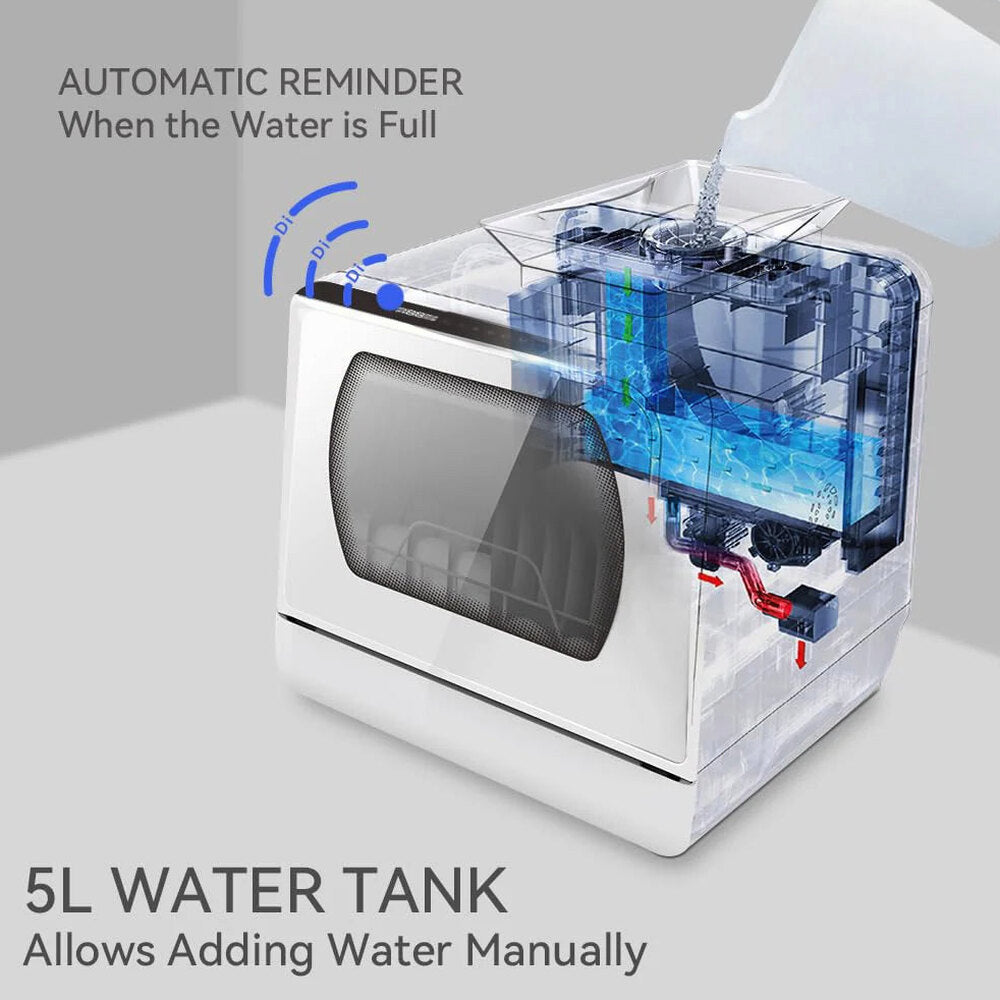 Hermitlux Countertop Dishwasher With 5-Liter Built-In Water Tank - 900W