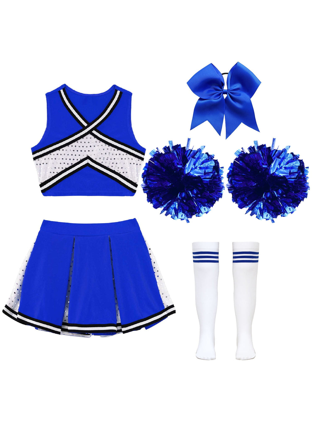 renvena irls Cheer Dance Costume Halloween Sleeveless Crop Top Pleated Skirt Cheerleading Uniform Dress A Red 8