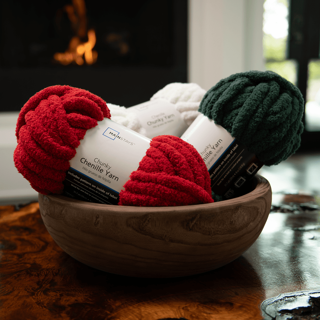 Mainstays Chunky Chenille Yarn, 31.7 yd, 100% Polyester, Super Bulky