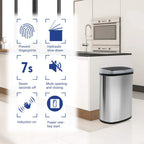 13 Gallon Automatic Touchless Motion Sensor Kitchen Trash Can With Lid