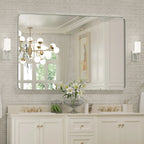 Framed Wall Vanity Mirror With Rounded Corners, 1 Piece