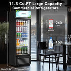 BODEGACOOLER Commercial Glass-Door Refrigerated Display Case, 11.3 Cu. Ft., 1 Door - SC-330FA-BK