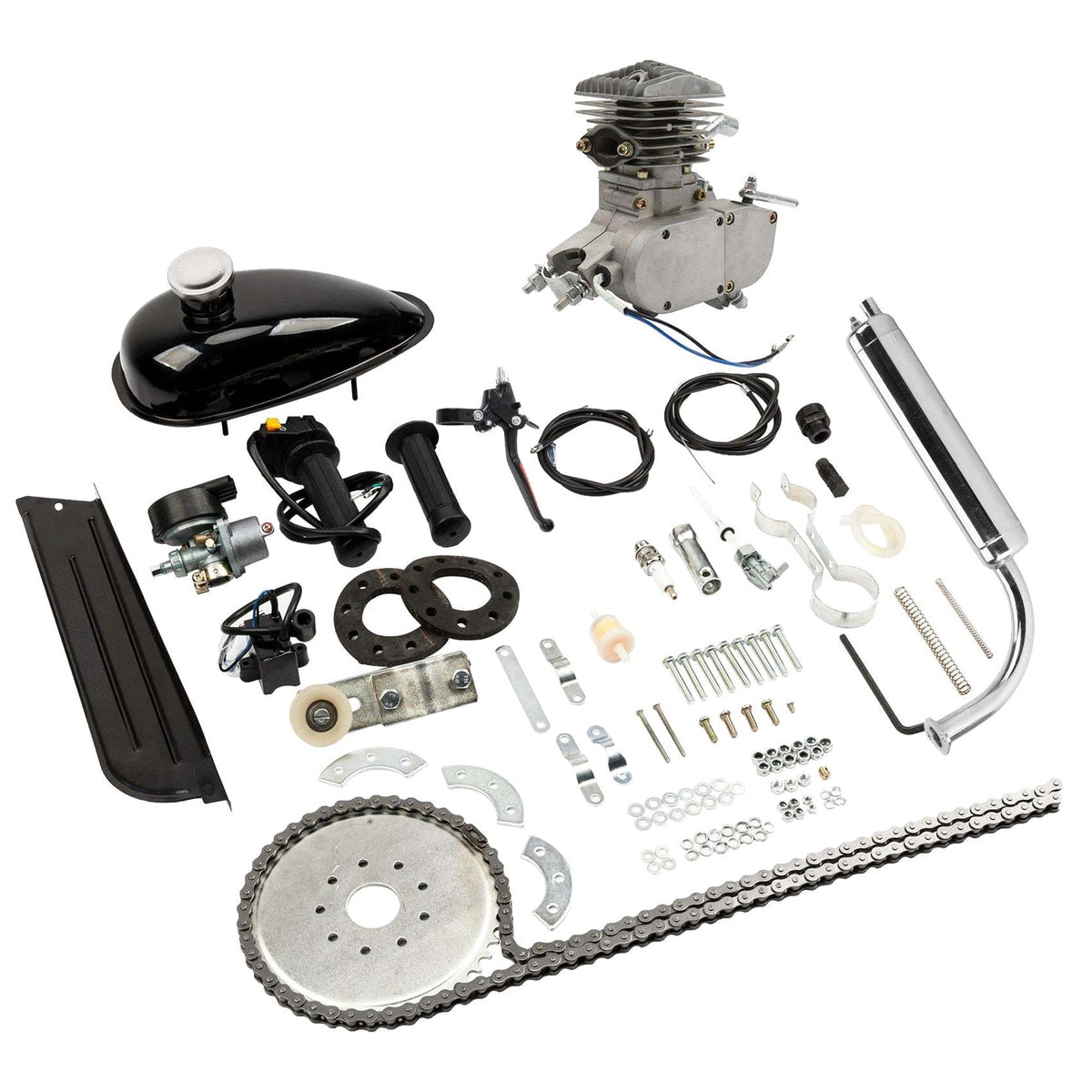 Zimtown 80cc 2 Stroke Engine Bike Motor Kit For 26in Bicycles - Silver White