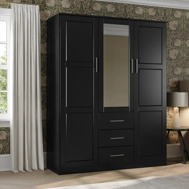 Palace Imports Solid Wood 3-Door Wardrobe Armoire, 56.25in W x 72in H x 20.75in D - Cosmo