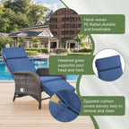OPOHORO Outdoor Recliner Chair With Cushion, Beige, 1-Pc