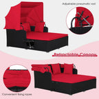 RELAX4LIFE Patio Daybed With Canopy, Cushions, 4 Pillows And 2 Side Trays, Turquoise - B0BYSN7GC7