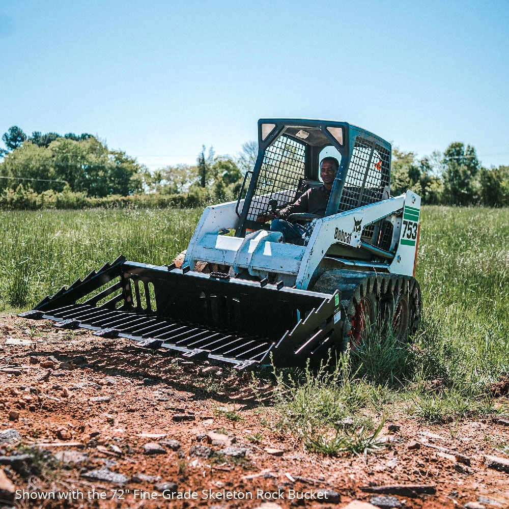 Titan Attachments 60in Skeleton Rock Bucket With Bolt-On Teeth And Skid Steer Quick Tach