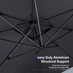 PURPLE LEAF Cantilever Patio Umbrella, 10FT Square, Grey - 360 Degree Rotation