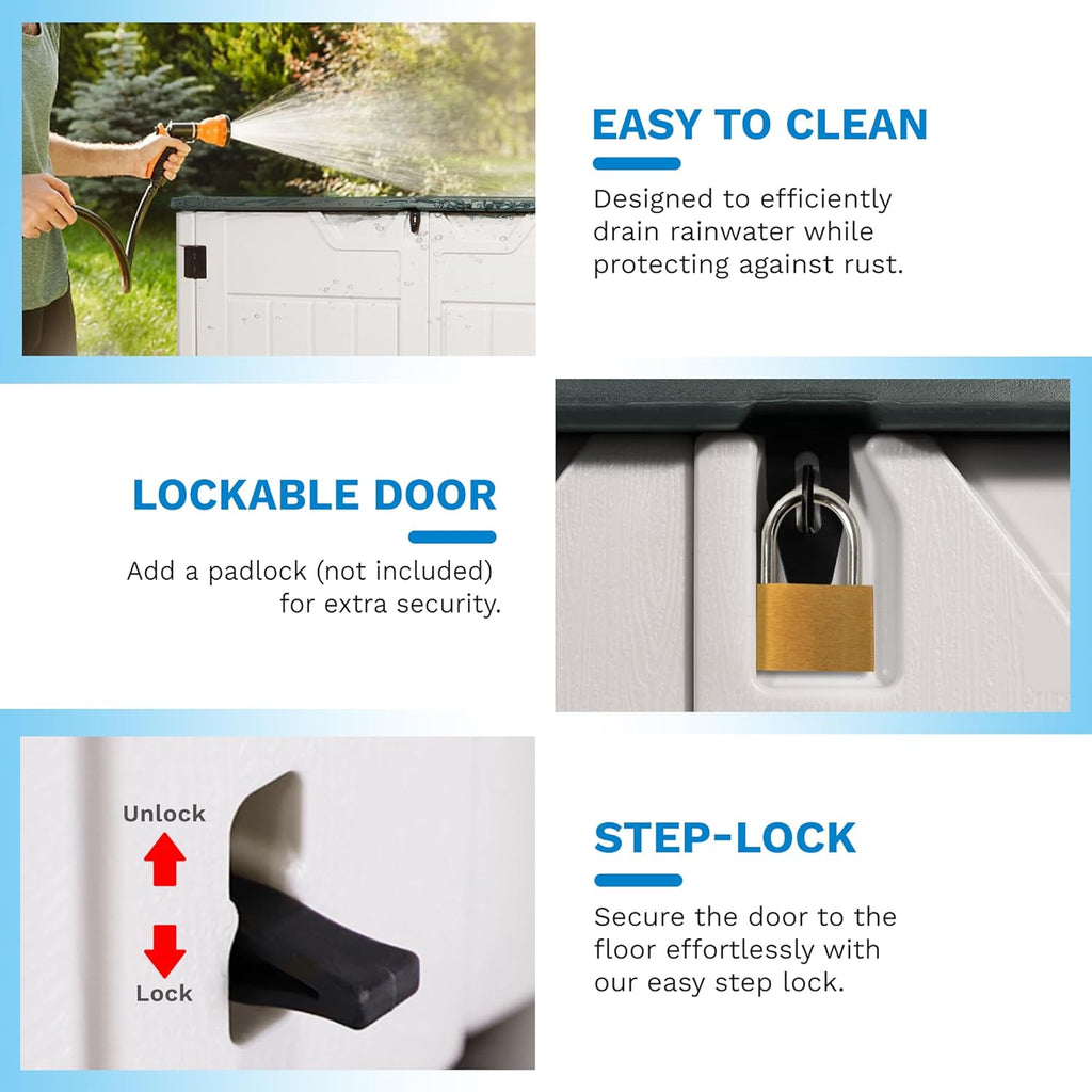 Resin Outdoor Storage Box, 47 Cu Ft, Lockable, Waterproof
