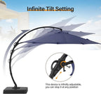 LAUSAINT HOME 11 FT Beige Curvy Cantilever Patio Umbrella With Base