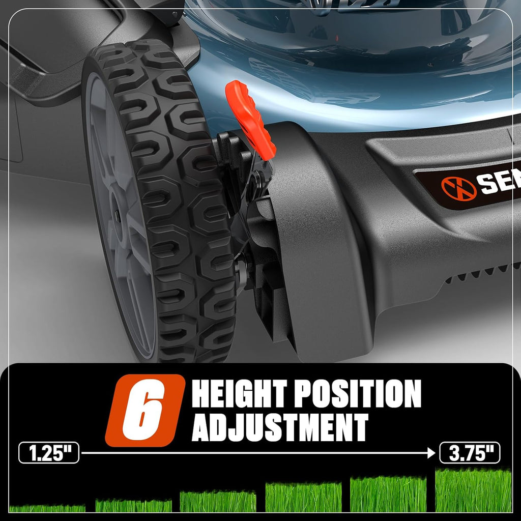 SENIX Gas Lawn Mower 144 cc 21 inch 2-in-1 Push, 4-Cycle Engine, 6-Position Cutting Height