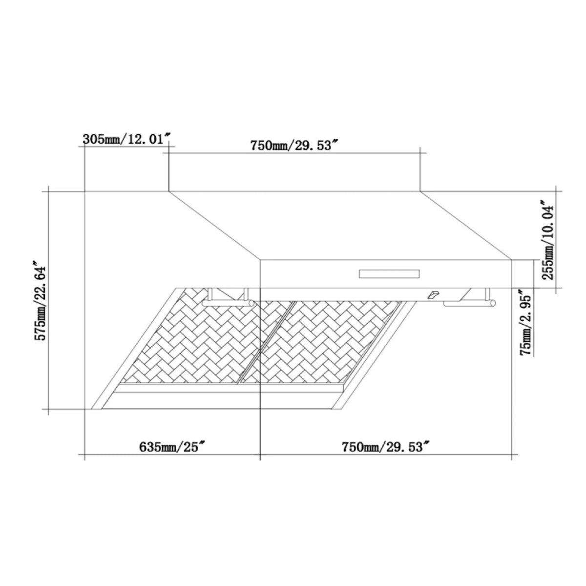 Savona 30in Wall Mount Range Hood With Hybrid Filters And Back Splash