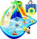 ROOJER 8-in-1 Kids Inflatable Bounce House Water Park With 450W Blower, 2 Water Cannons, Crocodile Sprinkler - B0C2HLK2R4