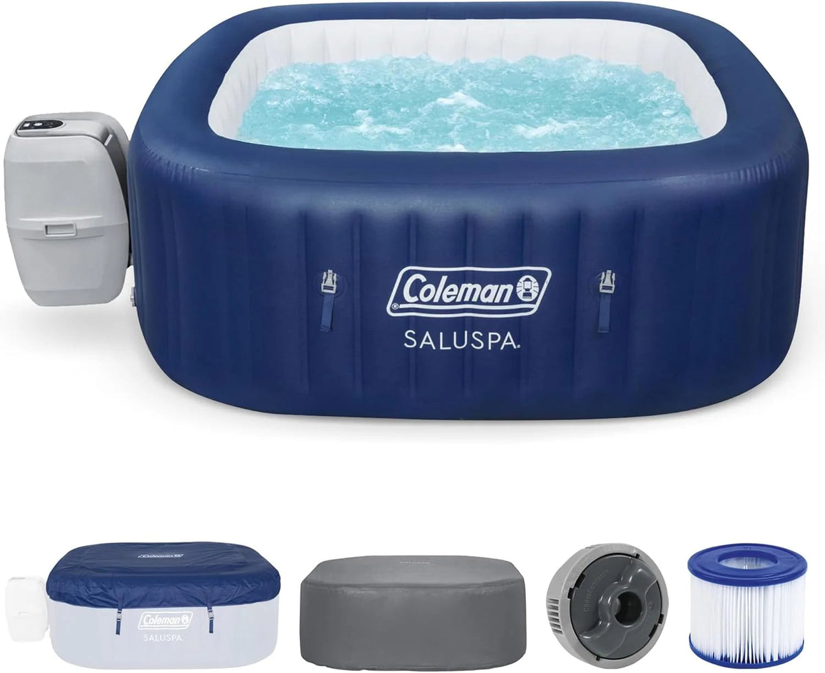 Coleman 4 To 6 Person Square Inflatable Hot Tub With 114 AirJets, Gray - 15442