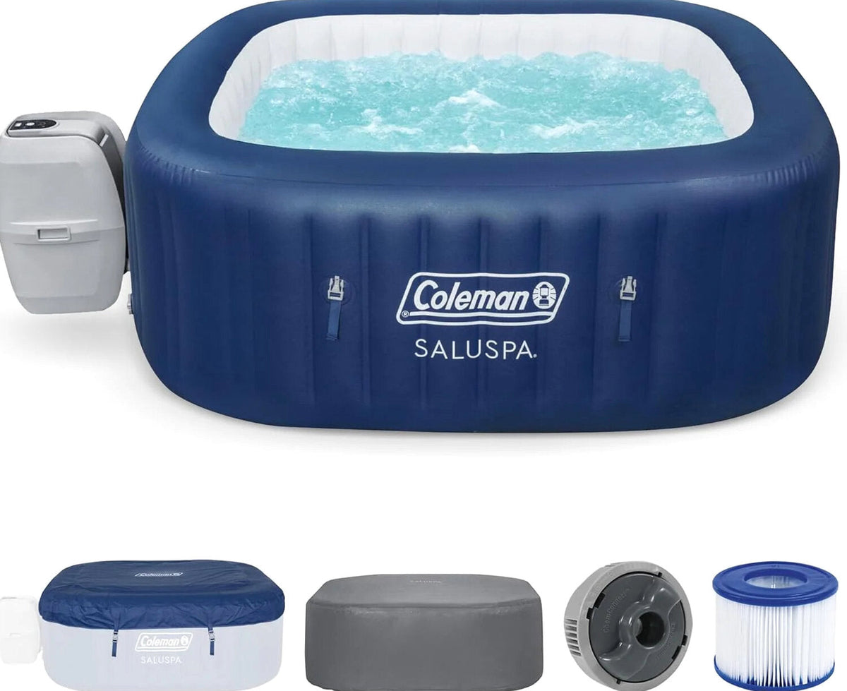Coleman 4 To 6 Person Square Inflatable Hot Tub With 114 AirJets, Gray - 15442