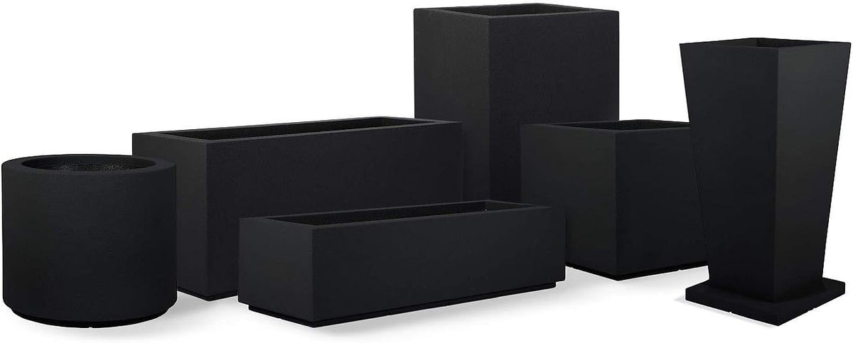 PolyStone Monterray Square Outdoor Planter 23 in L x 23 in W x 19 in H, Black