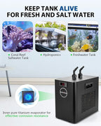 BAOSHISHAN Aquarium Chiller, 42-Gallon, 1/10 HP Quiet Refrigeration System
