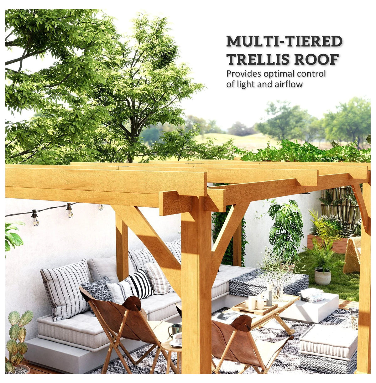 Wood Pergola 20 x 10 ft Dark Brown
