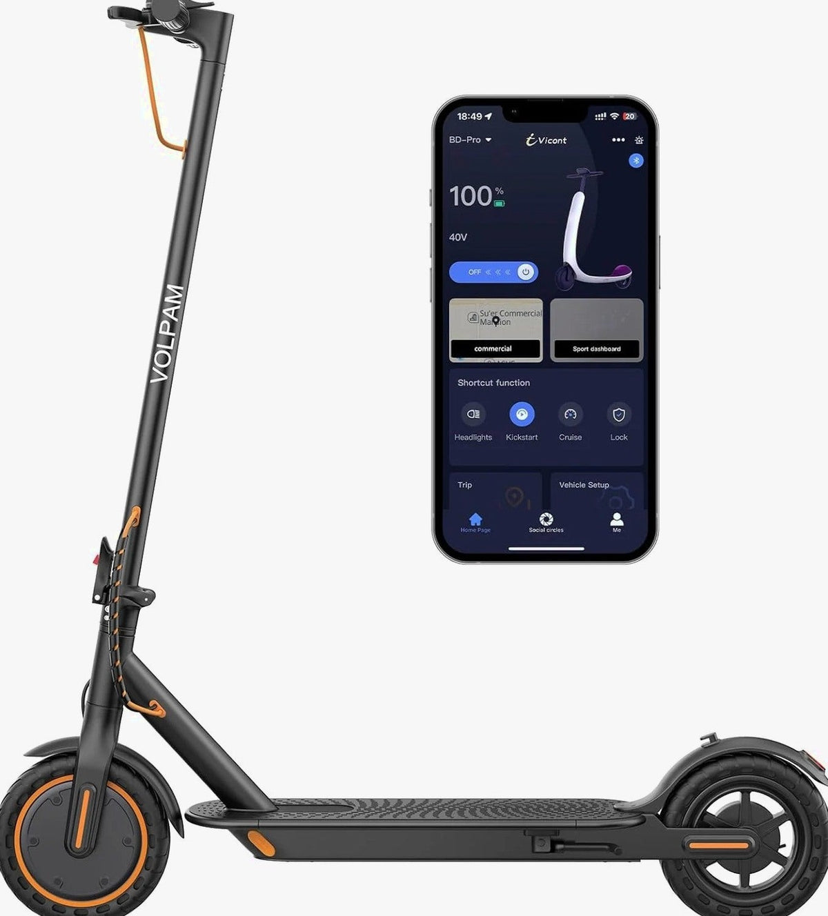 Electric Scooter 10 Inch Solid Tires, 500W, Dual Suspension