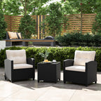 Tangkula 3-Piece Patio Rattan Conversation Set With Cushions And Glass-Topped Coffee Table