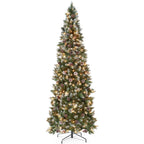 Best Choice Products 6ft Pre-Lit Partially Flocked Pencil Christmas Tree With 250 Lights And Pine Cones