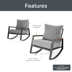 Better Homes & Gardens Marlow Outdoor Patio Rocking Chairs 2 Pack Black Frame Gray Cushion