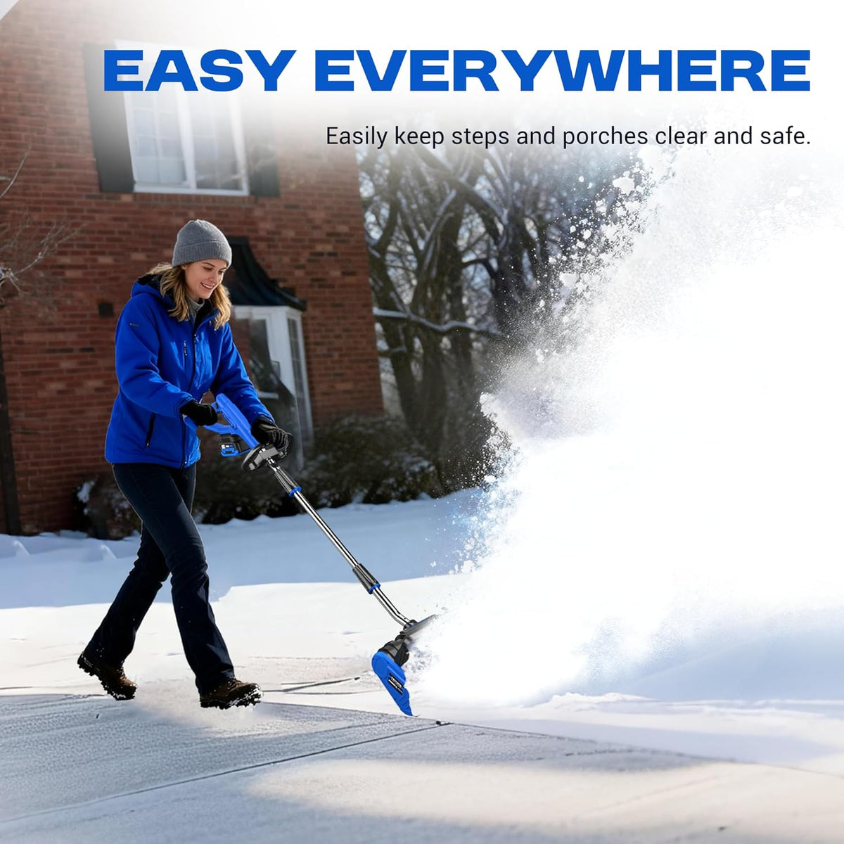 POXURIO 40V Cordless Snow Shovel, 13 Inch Width, 6 Inch Depth, 2 x 4.0Ah Batteries