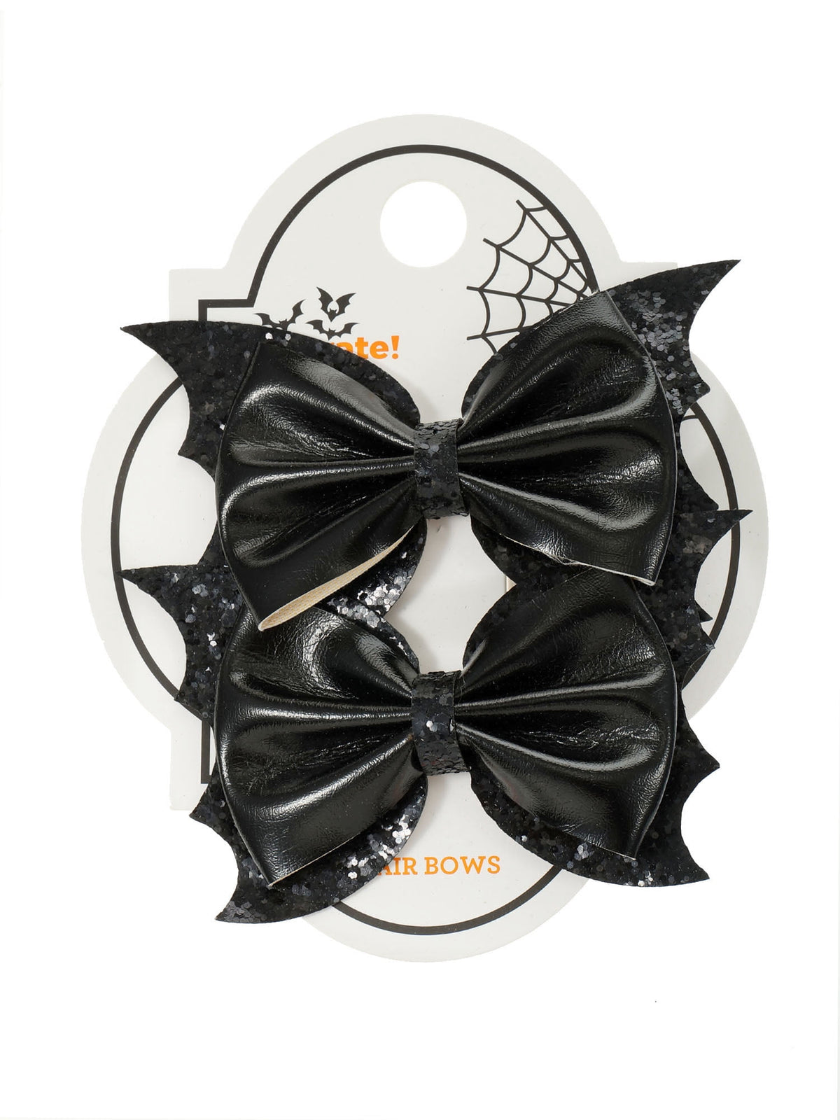 Way to Celebrate Halloween Mini Bat Bow Hair Clip Set, Black, 2 Pieces, Alligator Hair Clip