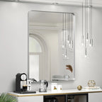Framed Wall Vanity Mirror With Rounded Corners, 1 Piece