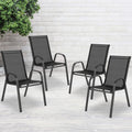 Brazos Series Outdoor Stack Chair, Black - 4 Pack