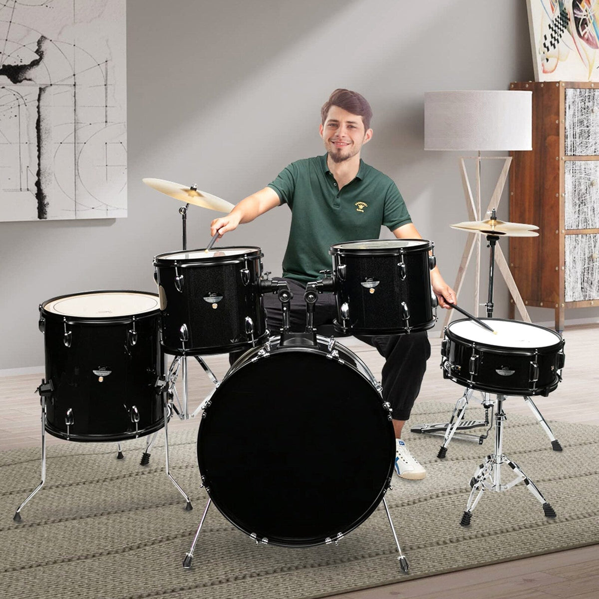 Ktaxon 5-Piece Adult Drum Set, 22 Inch Full-Size Drums Kit