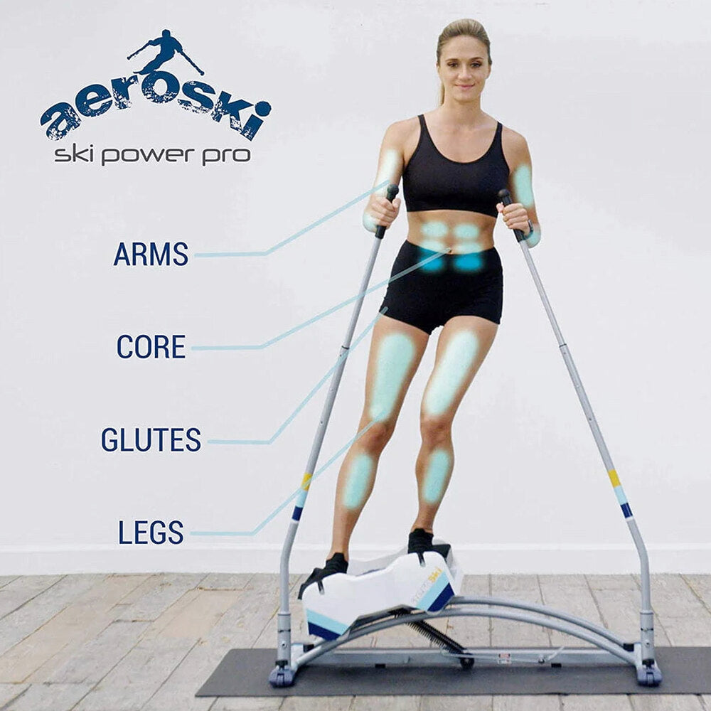 Aeroski Ski Fitness Workout Machine With Recoil Spring Resistance, Gray - 2.0