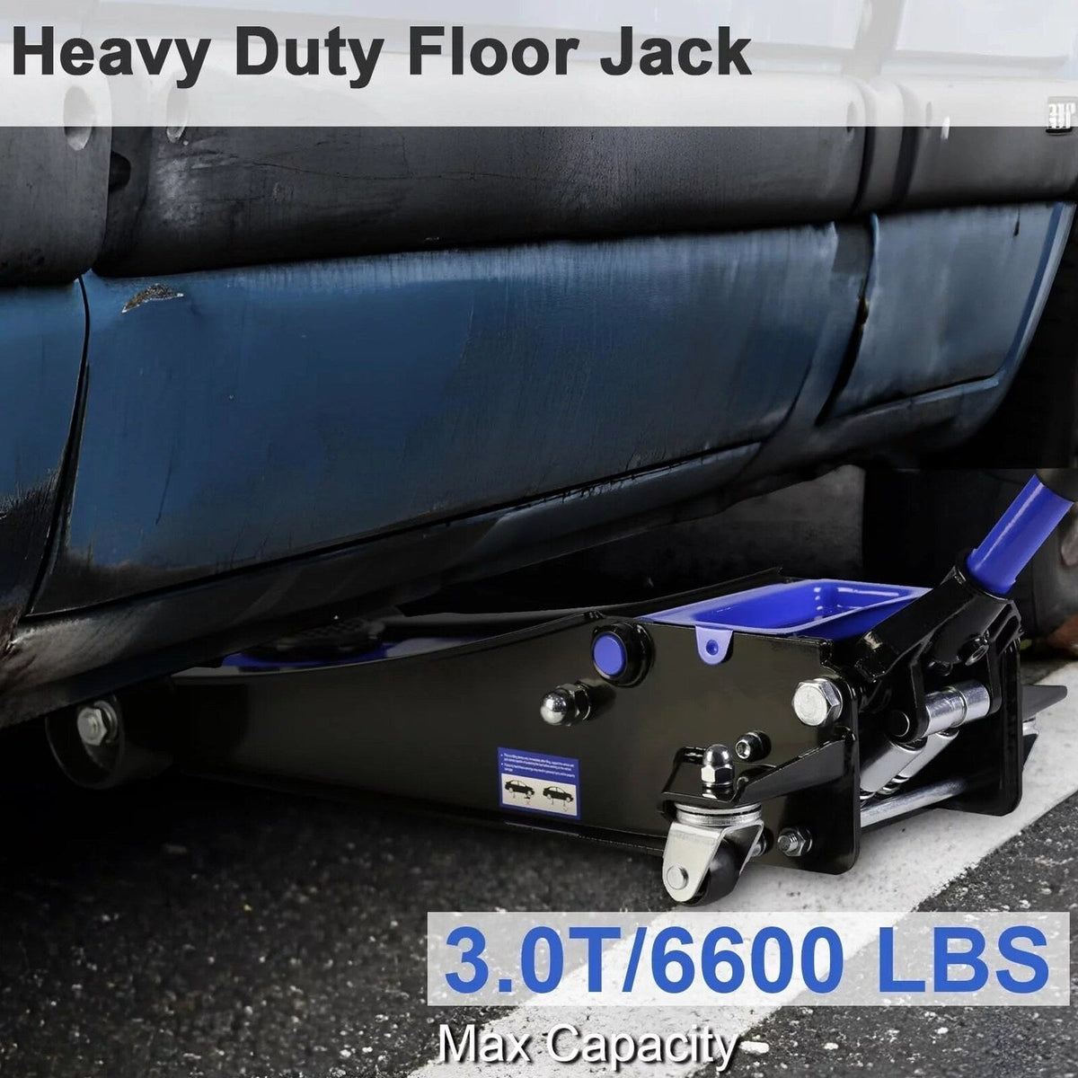 3 Ton Low Profile Hydraulic Floor Jack, 6000 lbs, 5.1-20 Lift Range