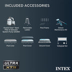 INTEX Ultra XTR Above Ground Pool 24ft x 12ft x 52in With 2 Floating Recliners And Mega Chill II Cooler