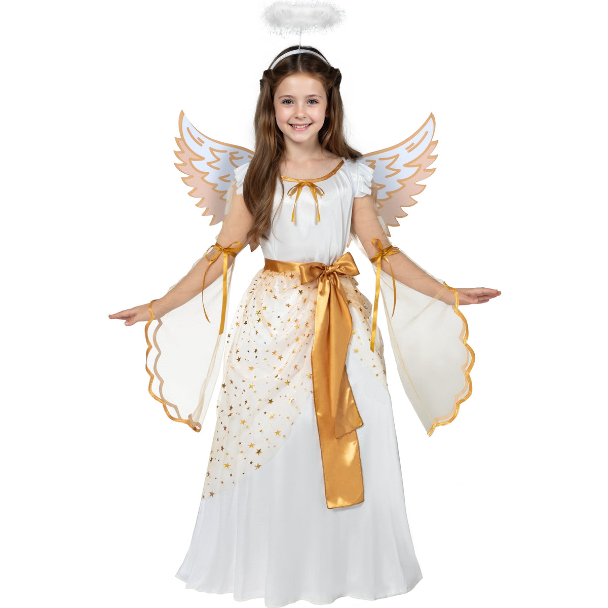Joyfy Halloween Angel Costume for Girls, Angel Dress for Kids, Guardian Angel Set for Halloween Costumes Themed Party Cosplay