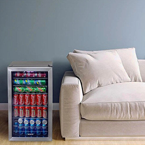 NewAir Beverage Refrigerator Cooler, 126 Cans, 3.4 Cubic Feet, Stainless Steel - AB-1200