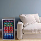 NewAir Beverage Refrigerator Cooler, 126 Cans, 3.4 Cubic Feet, Stainless Steel - AB-1200
