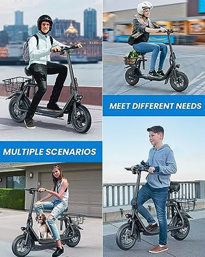 URBANMAX Electric Scooter With Seat, 450W, 22 Miles, Black - C1