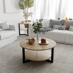 Round Coffee Table With Storage Shelf - 33.5 in