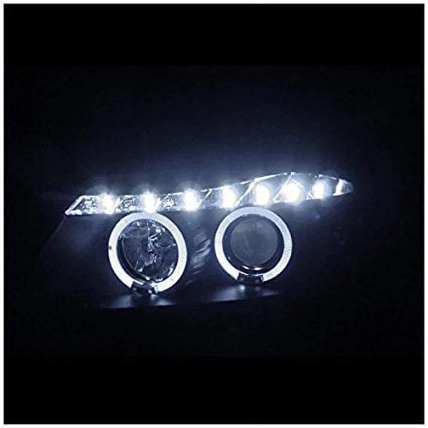 Spec-D Tuning BMW E90 3-Series 4Dr LED Dual Halo Black Projector Head Lights - 2LHP-E9005JM-8-TM