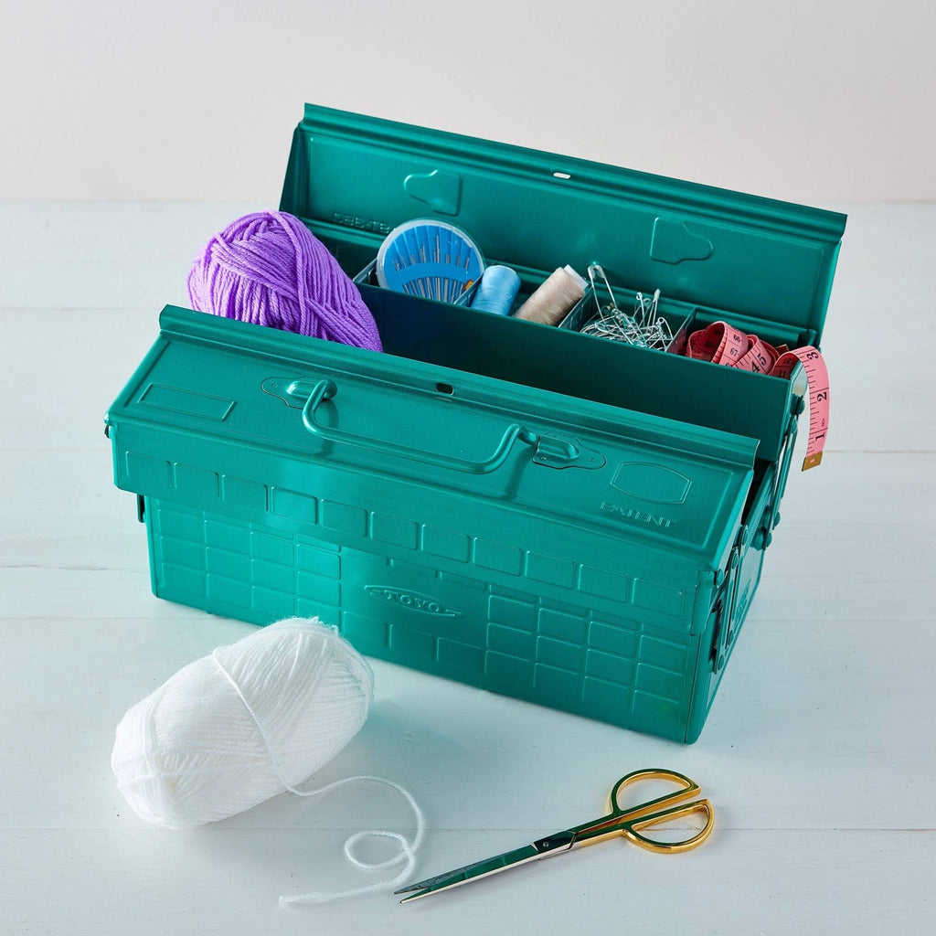 Toyo Steel Cantilever Tool Box, Green, 8.5h x 13.75w x 6.3d - ST-350