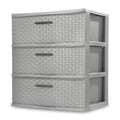 Sterilite 3-Drawer Wide Weave Storage Tower, Cement - 24 Inches H x 21.88 Inches W x 15.88 Inches D