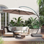 LAUSAINT HOME 11 FT Beige Curvy Cantilever Patio Umbrella With Base