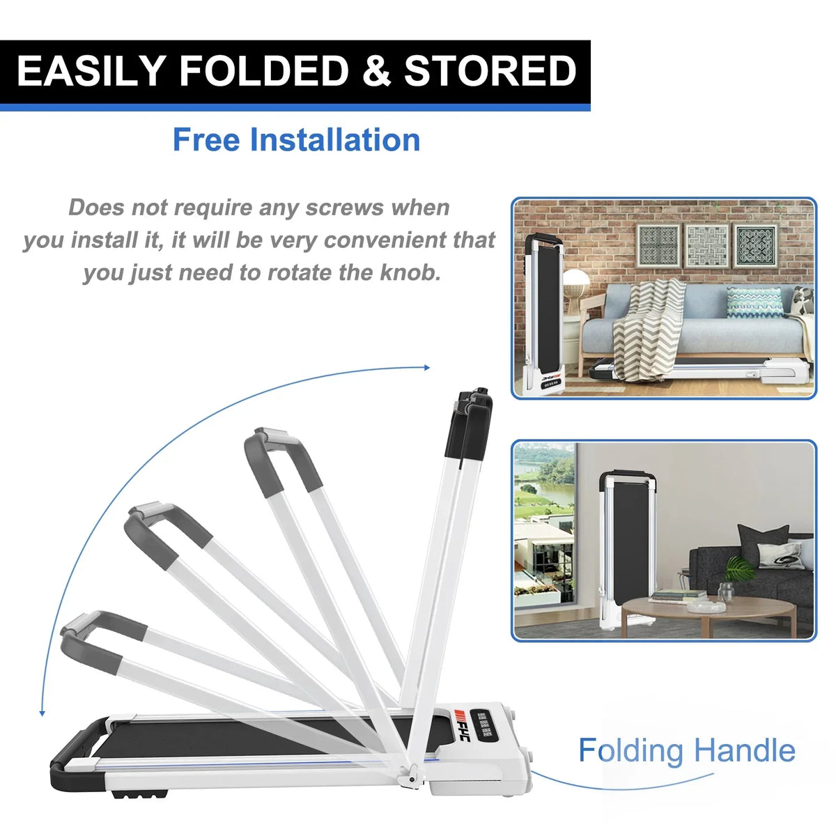 ikayaa 2 In 1 Under Desk Treadmill, 2.5 HP Folding - FYC