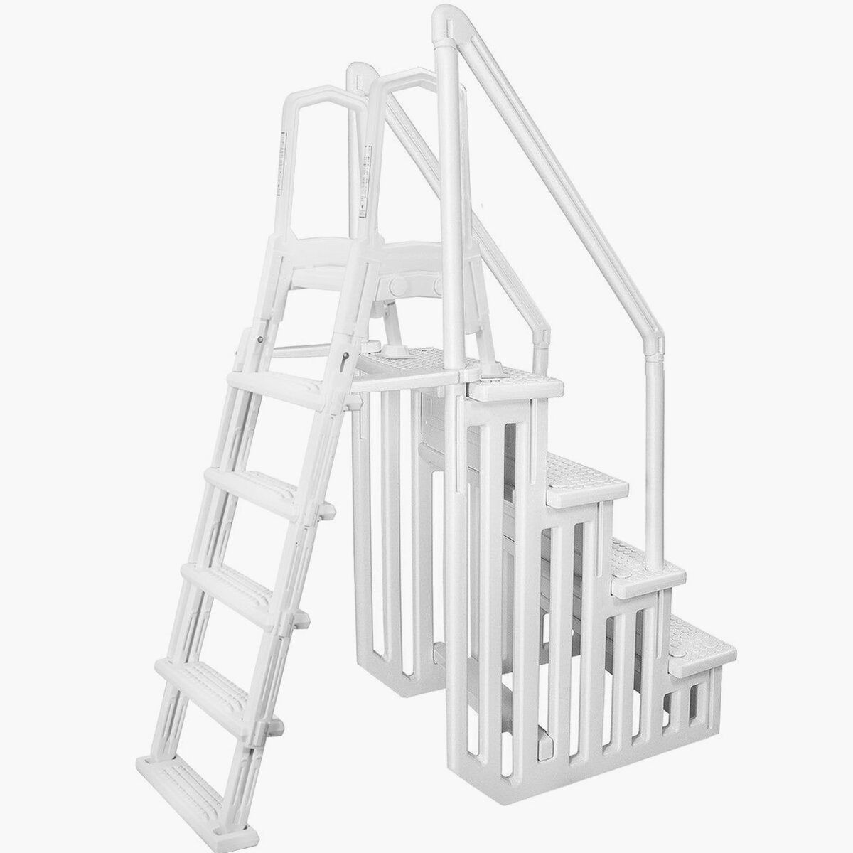 XtremepowerUS Deluxe A-Frame Above-Ground Pool Ladder, 48-52 in, 5 Interior/4 Exterior Steps